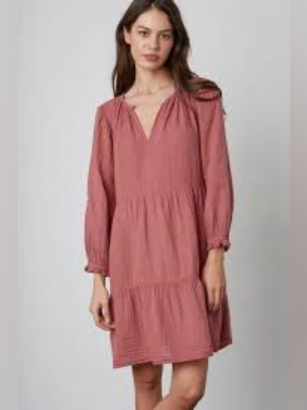Velvet By Graham and Spencer  Women's Tiered Gauze Dress in Dusty Pink